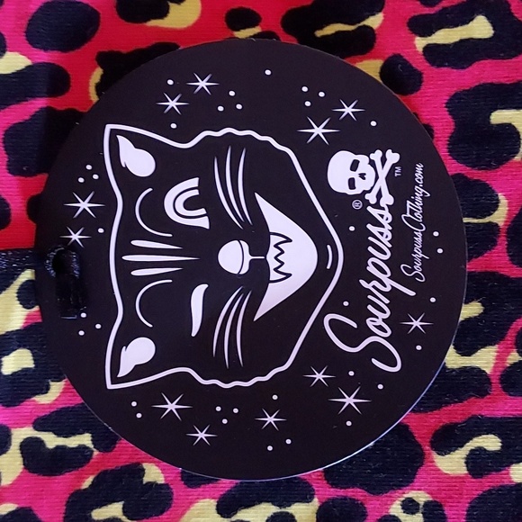 Sourpuss NWT Black Neon Pink Yellow Animal Print Cap Sleeve Mini Dress 3XL - Picture 7 of 9